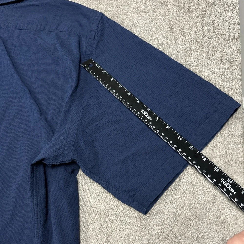 Polo Ralph Lauren Seersucker Shirt Mens 4XLT Untucked Fit Navy Button Up Pony